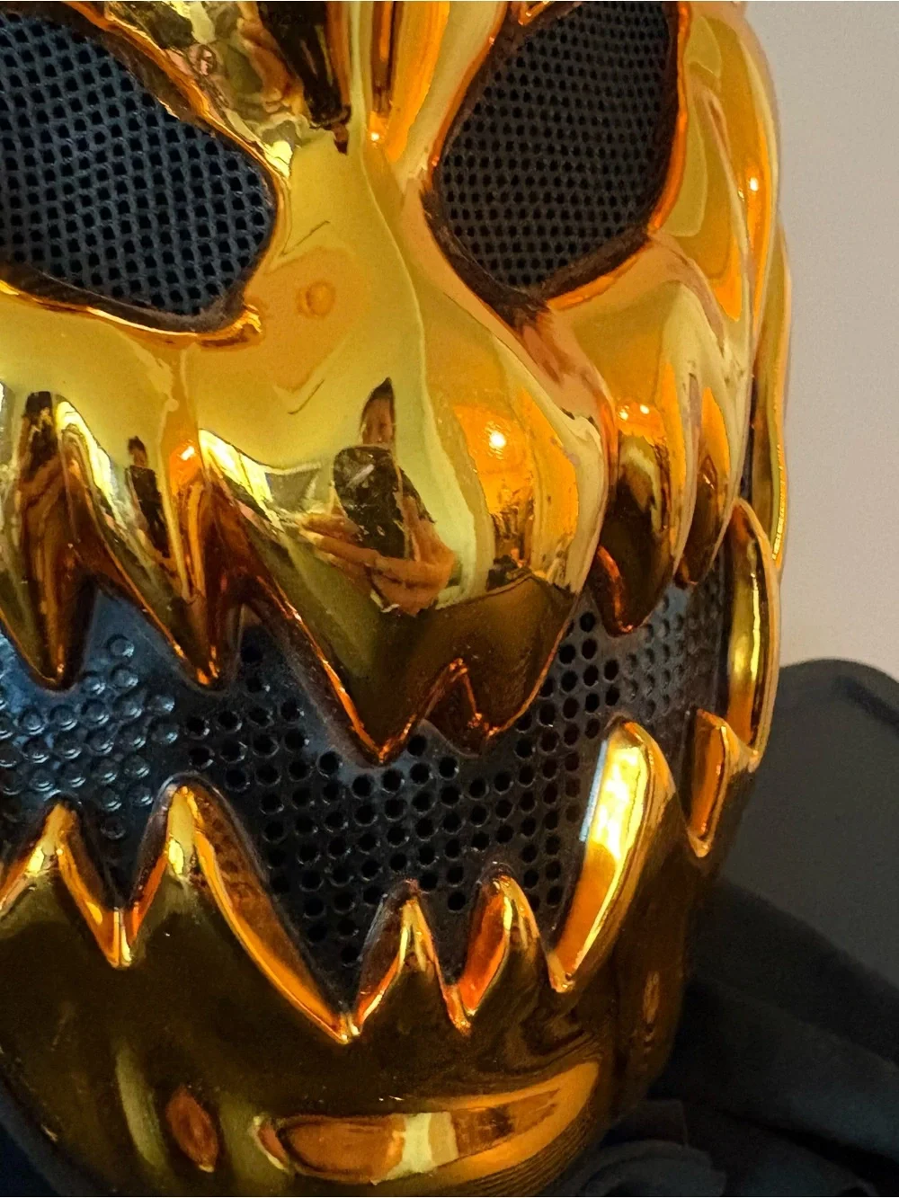 Metallic Gold Halloween Scary Pumpkin Head Mask